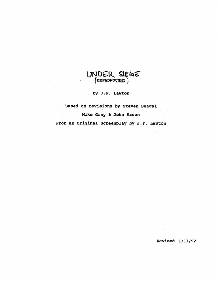 Under Siege screenplay first page