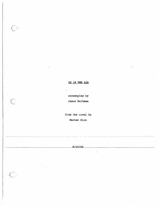 Up in the Air screenplay first page