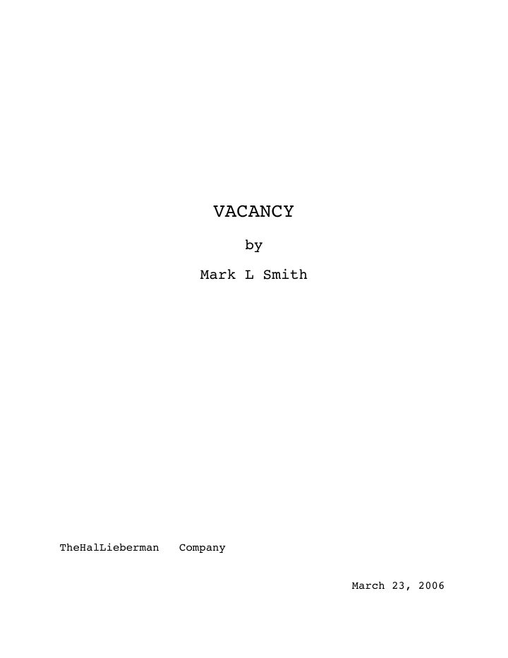 Vacancy screenplay first page