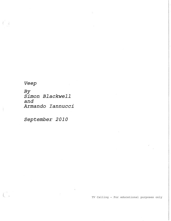 Veep: 101: Fundraiser screenplay first page