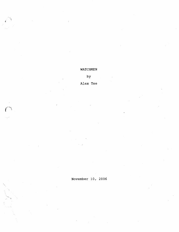Watchmen screenplay first page