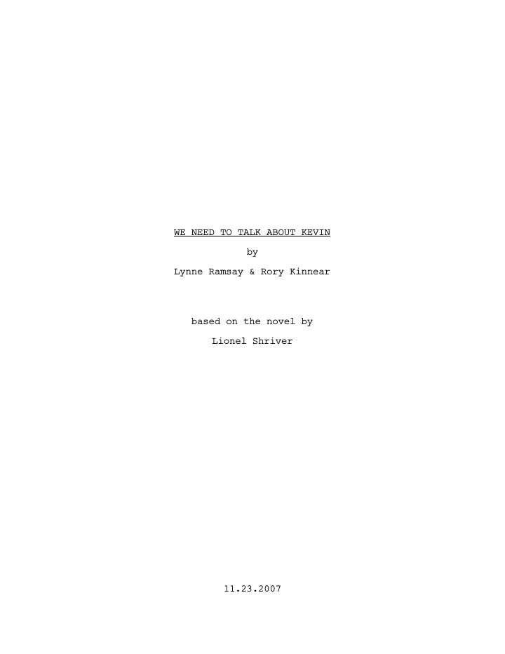 We Need to Talk About Kevin screenplay first page