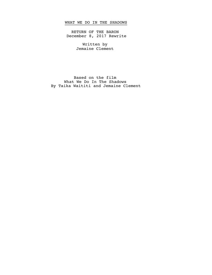 What We Do in the Shadows: 101: Pilot screenplay first page