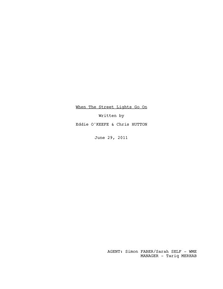 When the Streetlights Go On: 101: Cicadas screenplay first page