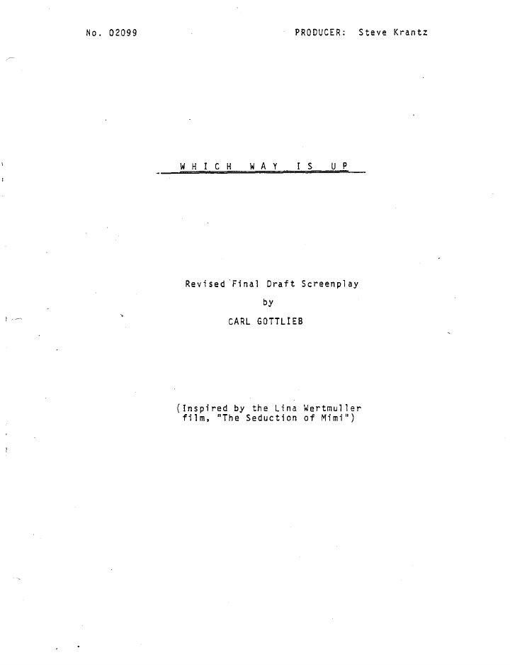 Which Way is Up screenplay first page