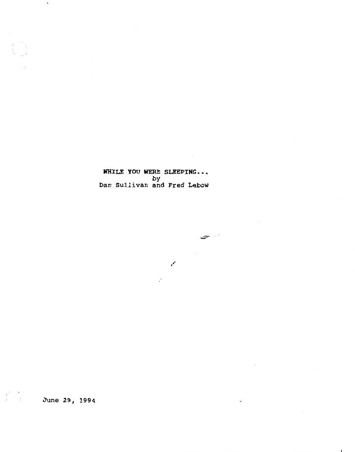 While You Were Sleeping screenplay first page