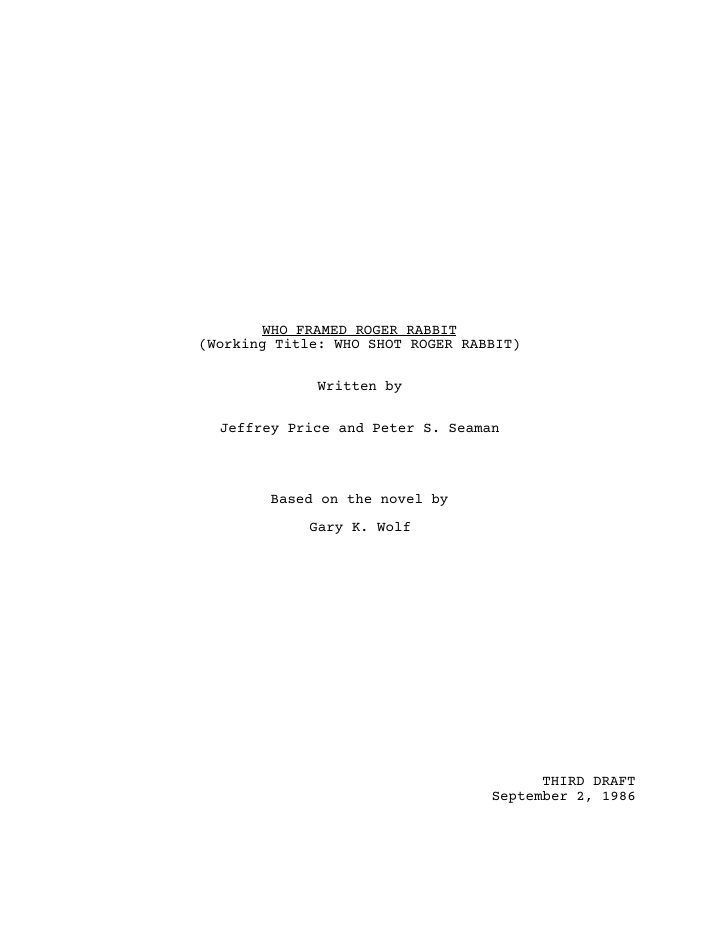 Who Framed Roger Rabbit screenplay first page