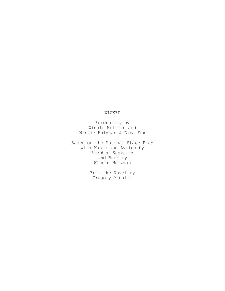 Wicked screenplay first page