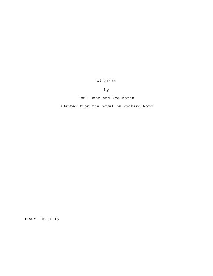 Wildlife screenplay first page
