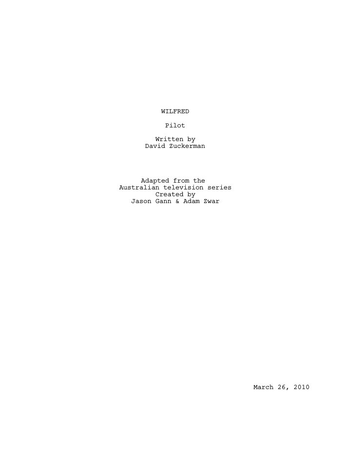 Wilfred: 101: Happiness screenplay first page
