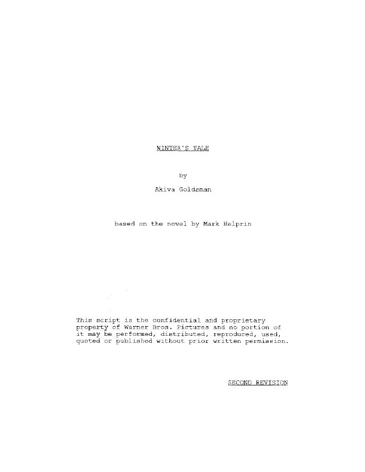 Winter's Tale screenplay first page
