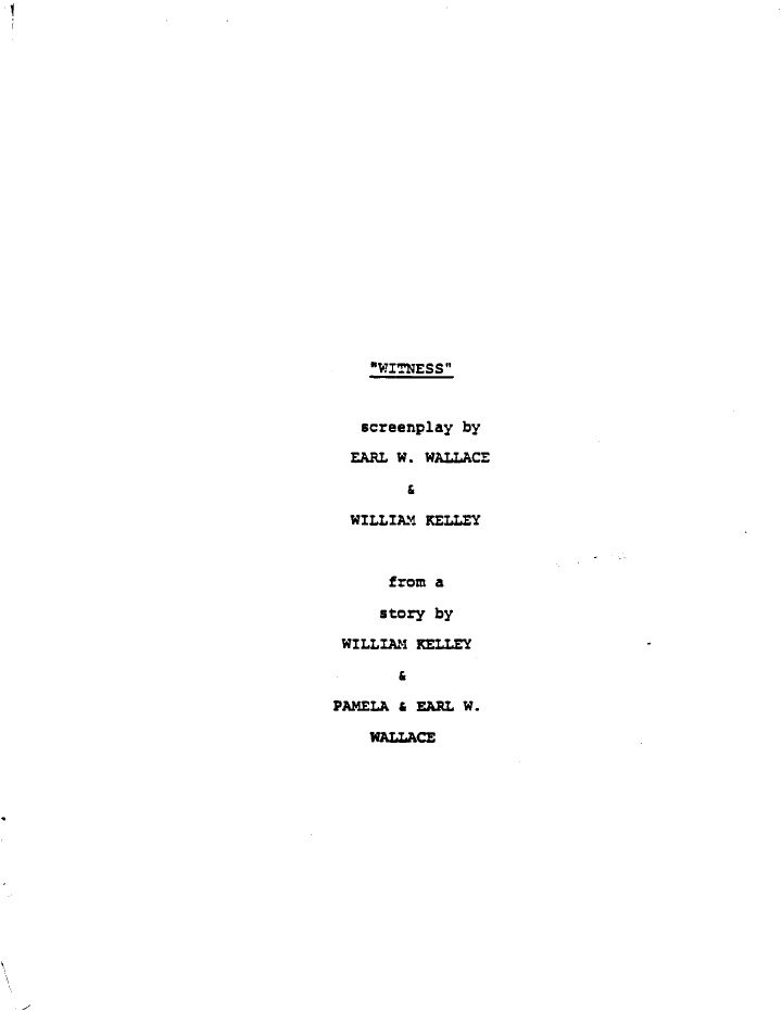 Witness screenplay first page