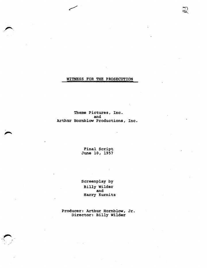 Witness for the Prosecution (1957) screenplay PDF first page