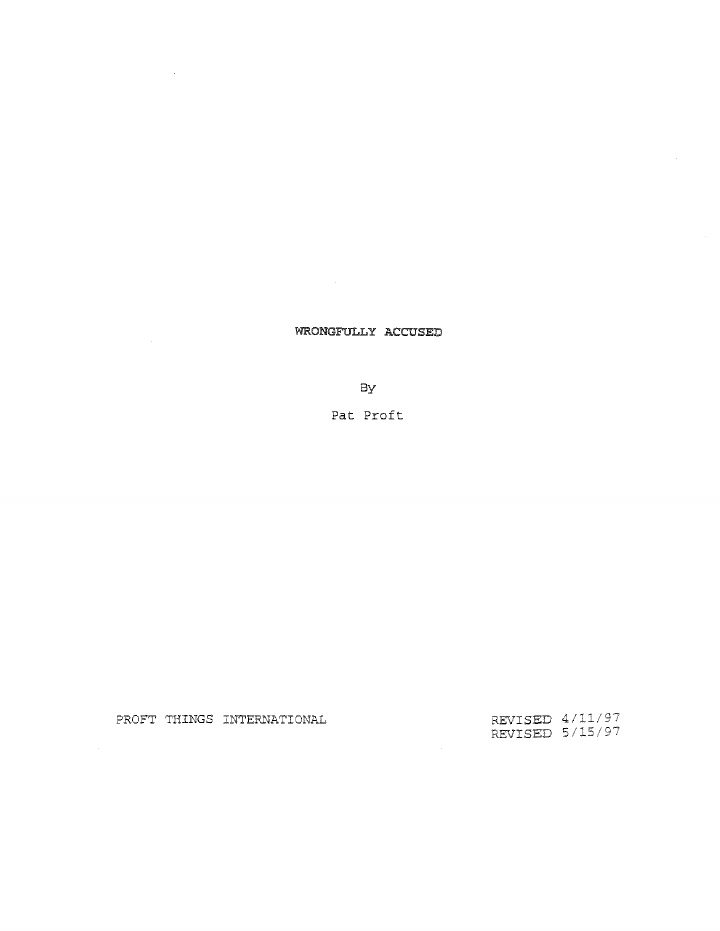 Wrongfully Accused screenplay first page
