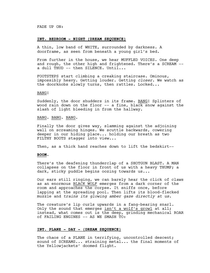 Yellowjackets: 104: Bear Down screenplay first page