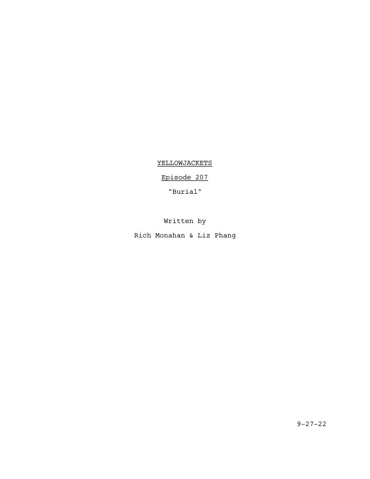Yellowjackets: 207: Burial screenplay first page