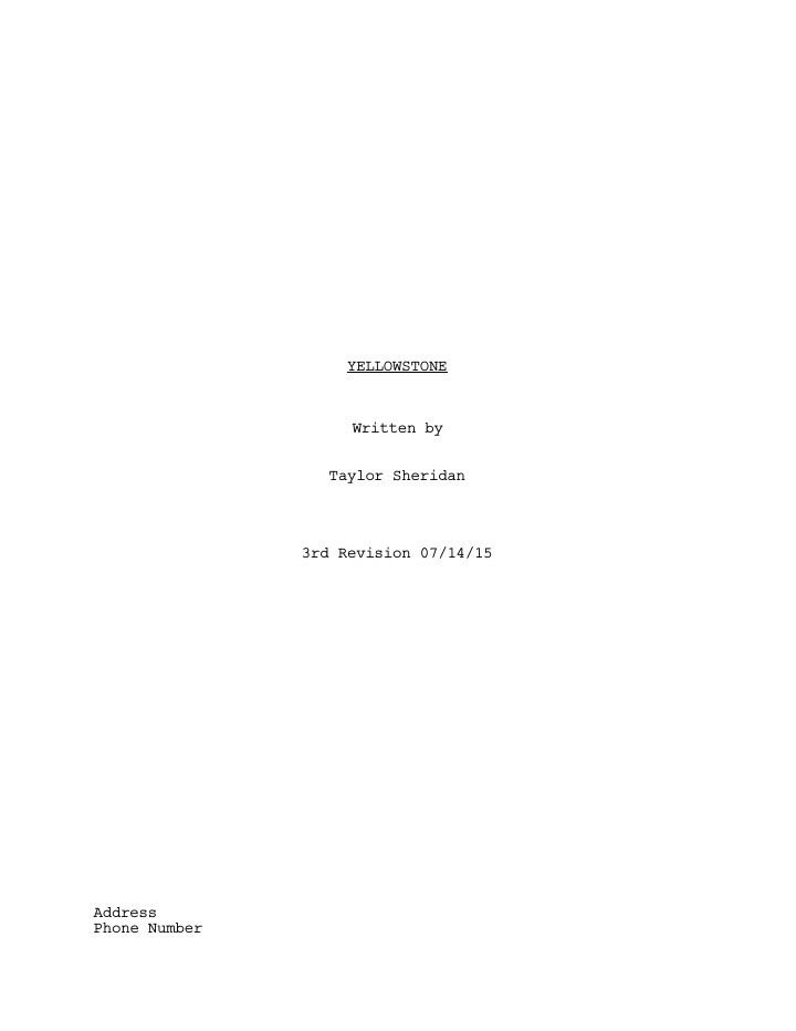 Yellowstone: 101: Daybreak screenplay first page