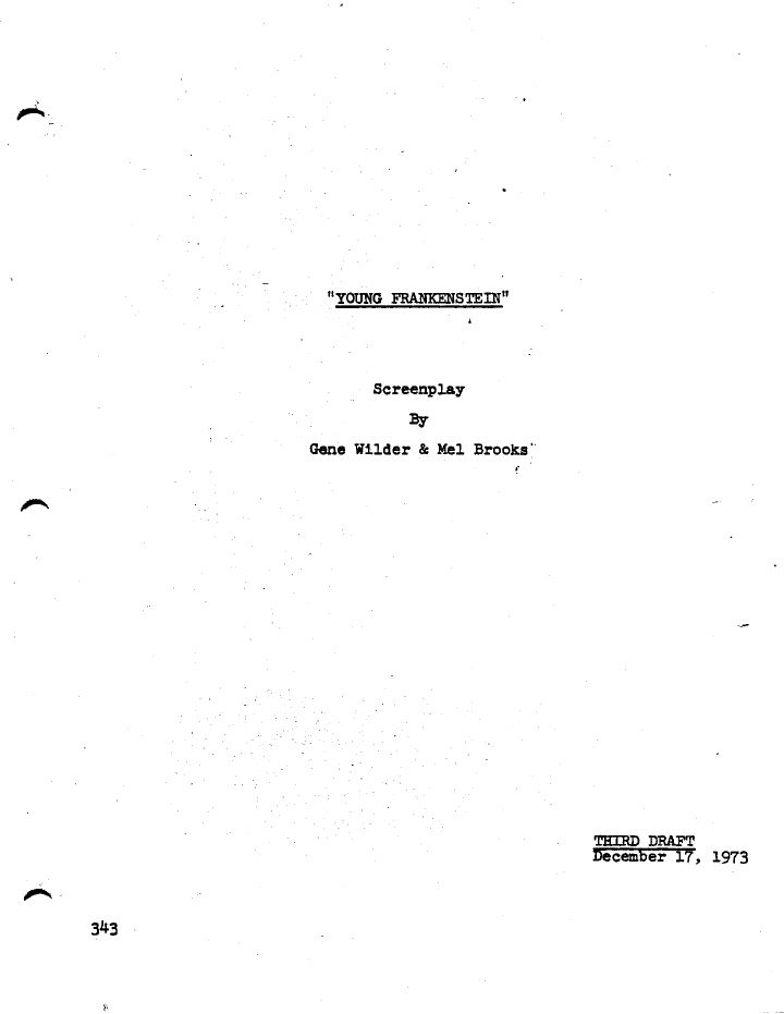 Young Frankenstein screenplay first page