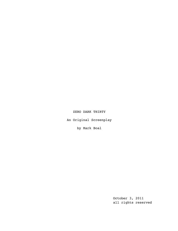 Zero Dark Thirty screenplay first page